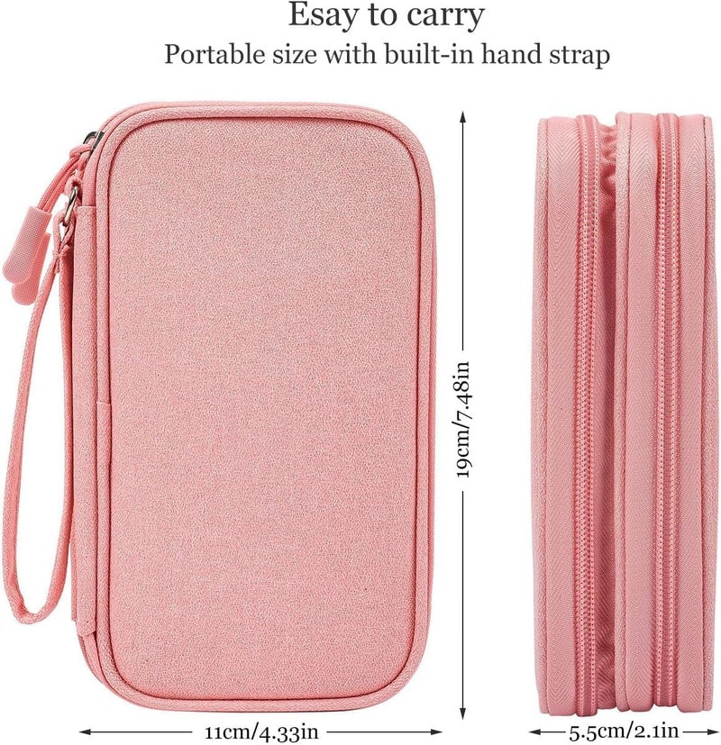 CAOODKDK Electronic Organizer Travel Cable Accessories Bag, Electronic Organizer Case, Electronic Accessories Organizer Bag for Power Bank, Charging Cords, Chargers, Mouse, USB Cable, Earphones (Light Pink) - Image 2